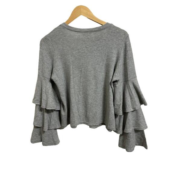 Jack by BB Dakota Women's Gray Crop‎ Sweatshirt with Festive Sleeves Size Small - Picture 5 of 5